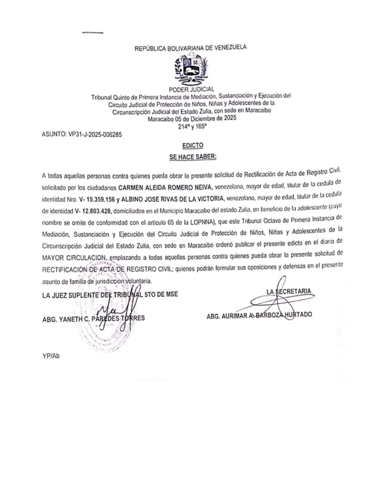 Edicto Asunto VP31-2025-006285