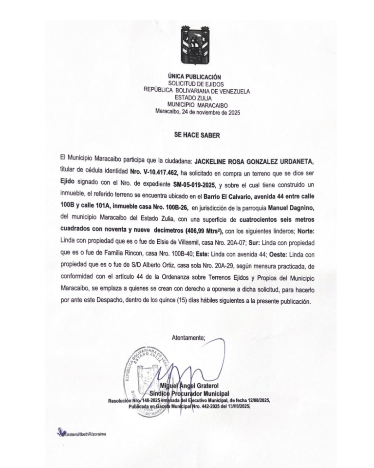 Única Publicación Solicitud de Ejidos Expediente SM-05-019-2025