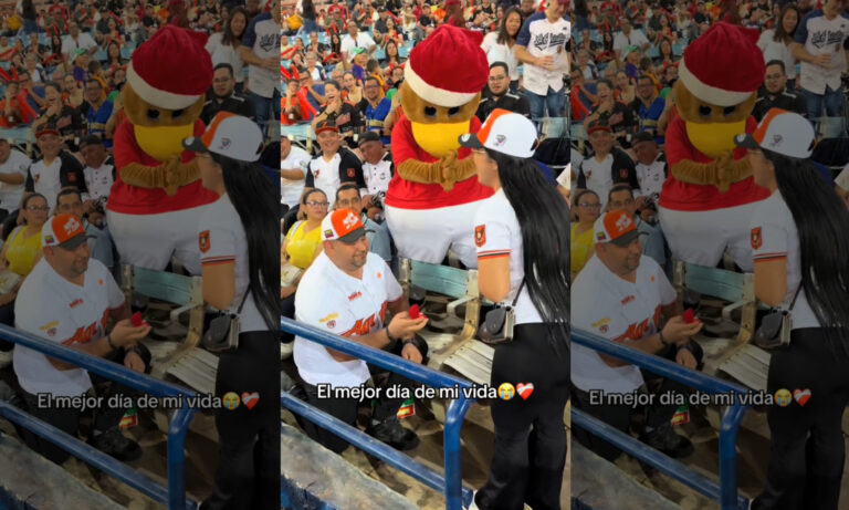 “Kiss cam” del Luis Aparicio capta un “Sí quiero” con “Agui” de testigo