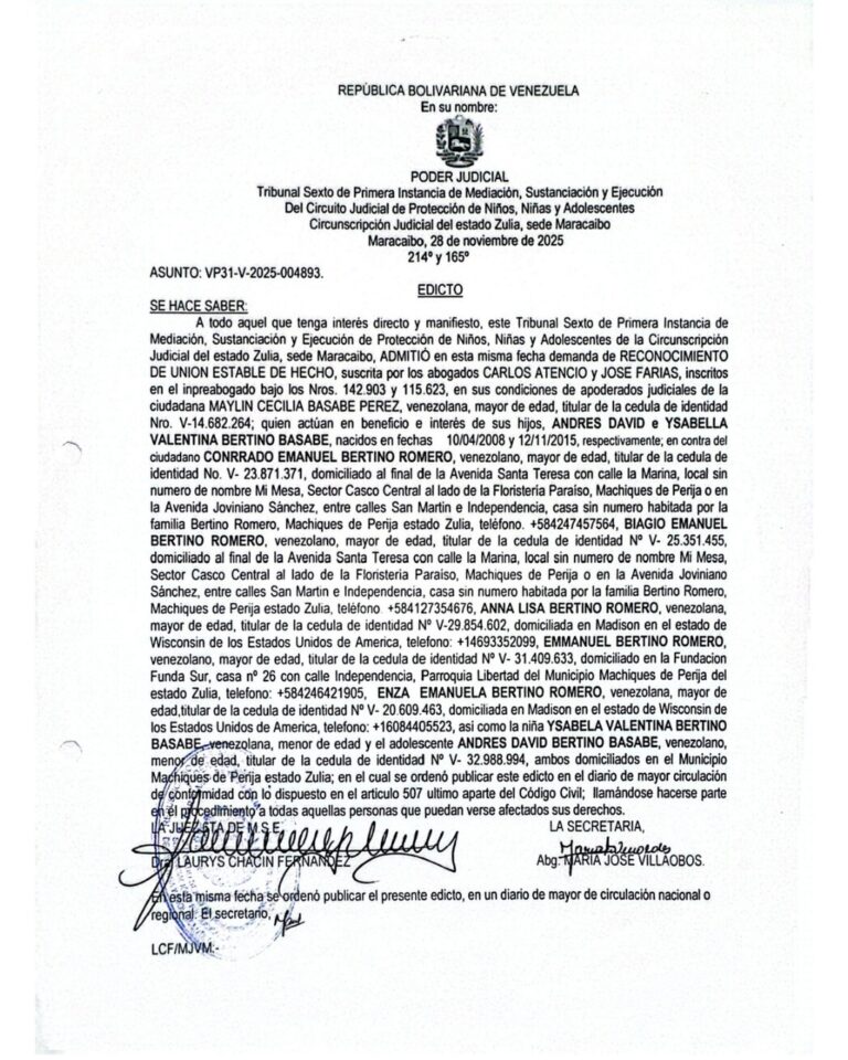 Edicto Asunto VP31-V-2025-004893