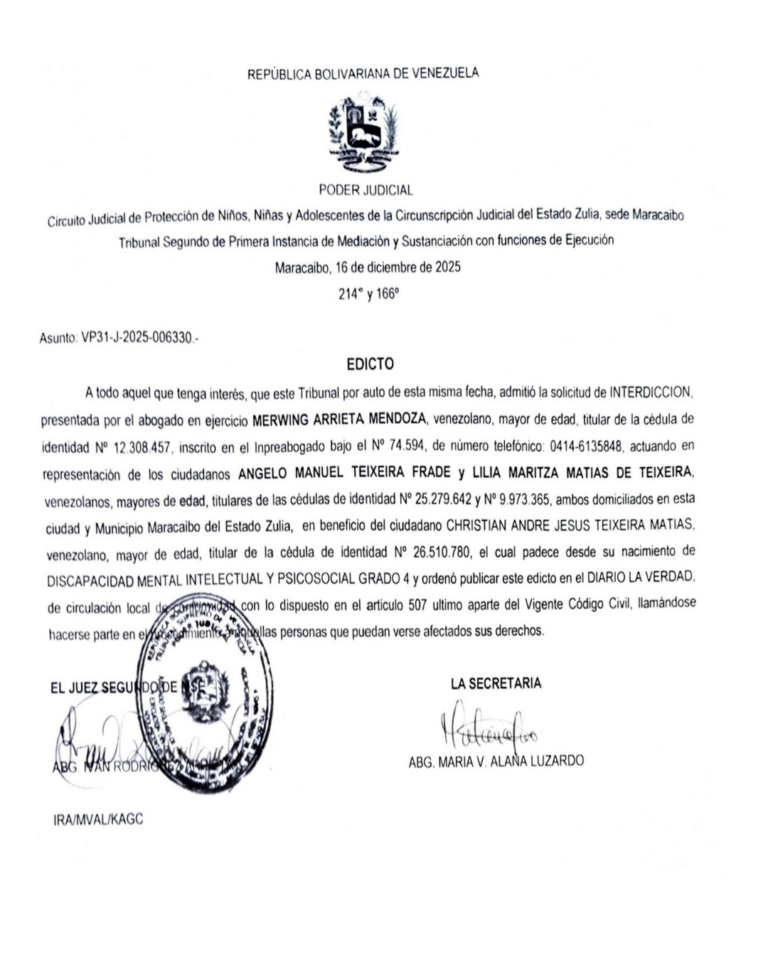 Edicto Asunto: VP31-J-2025-006330