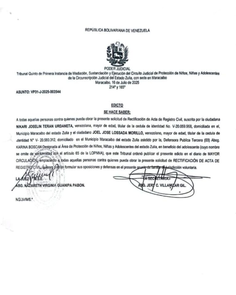 Edicto Asunto VP31-J-2025-003544