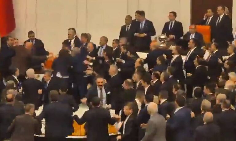 Pelean a golpes en el Parlamento turco al bloquear la jura de nuevos ministros