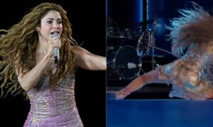 Shakira sufre caída en su primer concierto de su gira en El Salvador