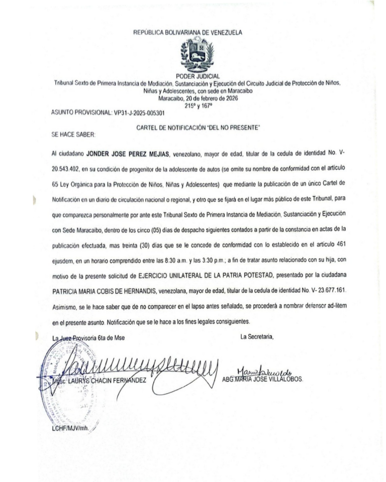 No Presente Asunto Provisional VP31-J-2025-005301