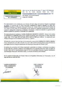 Cartel de Notificación Farmacia Nueva Irama, C.A