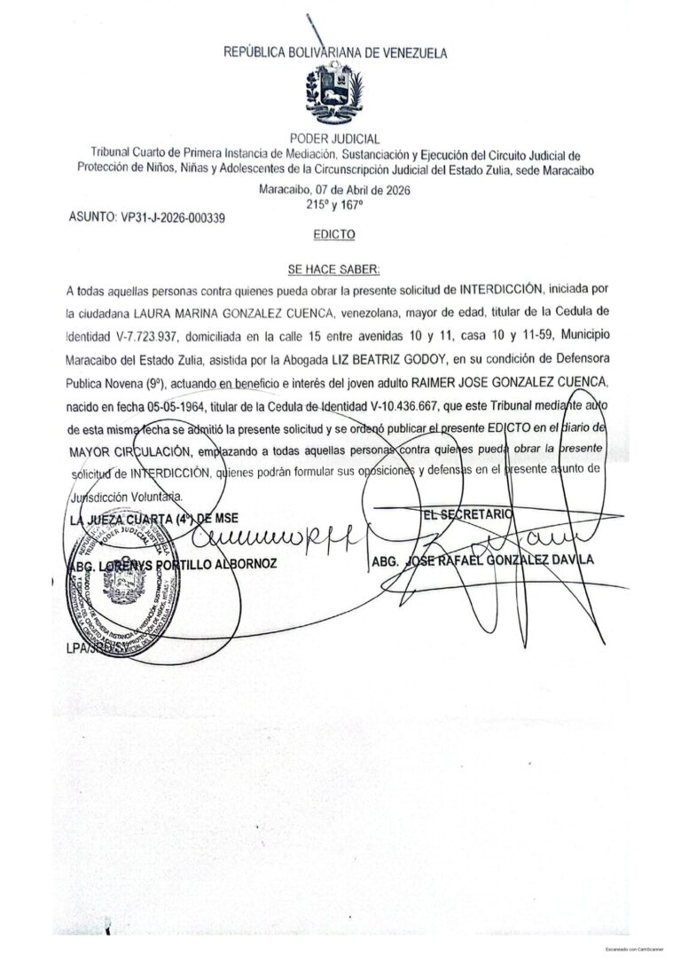 Edicto Asunto VP31-J-2026-000339