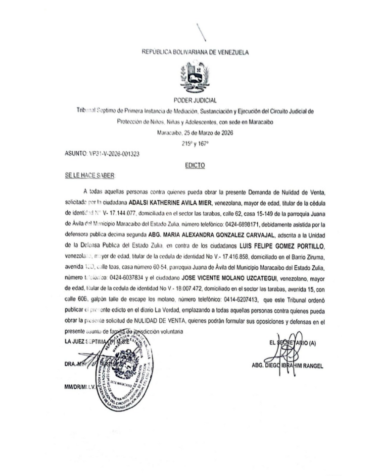 Edicto Asunto VP31-V-2026-001323