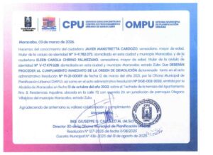 Cartel de Notificación Alcaldía de Maracaibo