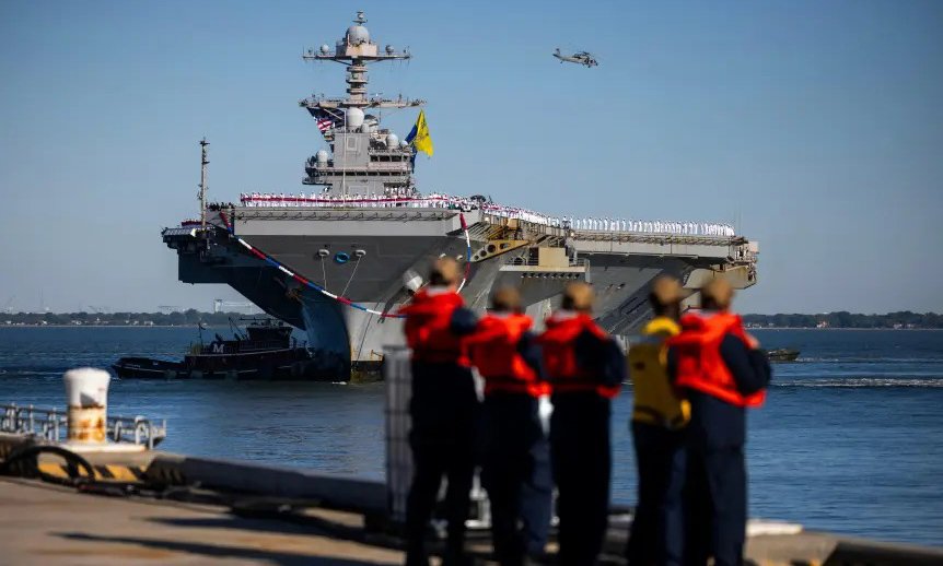 Portaaviones USS Gerald R. Ford regresa a EE. UU. tras 11 meses de despliegue