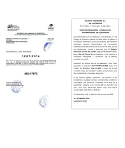 Aviso de Disolución, Liquidación y Nombramiento de Liquidador Caucho Occidente, C.A