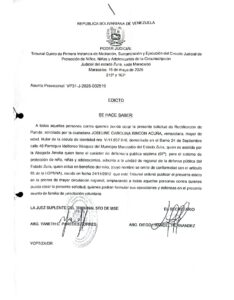 Edicto Asunto Provisional VP31-J-2026-002519