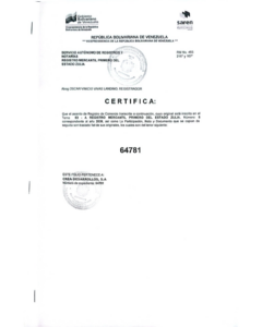 Registro Mercantil Crea-Desarrollos, SA Expediente Nro 64781