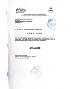 Registro Mercantil Integra Imagen Maxilofacial Iimax, CA Expediente Nro 485-46070