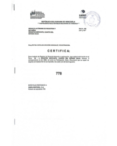 Registro Mercantil Supli Motors, C.A Expediente Nro 778