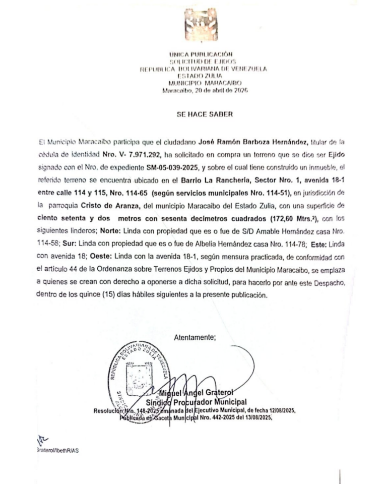 Solicitud de Ejidos Expediente Nro SM-05-039-2025