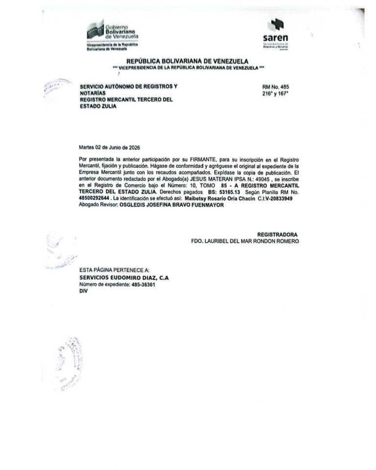 Acta de Asamblea General Extraordinaria de Accionistas Nro 4 de la Sociedad Mercantil de Servicios Eudomiro Díaz, C.A