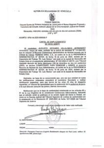 Cartel de Emplazamiento Asunto VP01-N-2025-000008-P