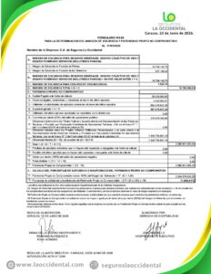 Cartel de Notificación Margen de Solvencia CA, Seguros La Occidental
