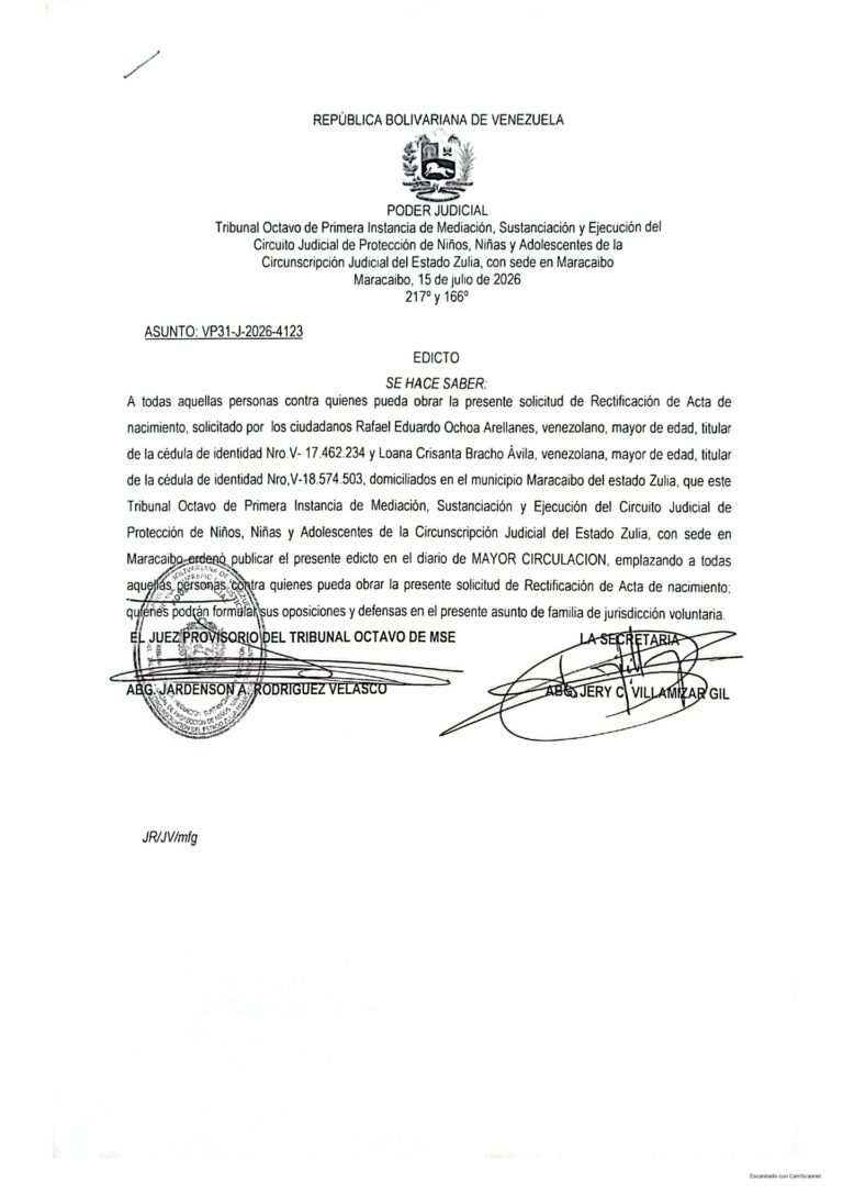 Edicto Asunto VP31-J-2026-4123