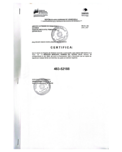 Registro Mercantil Inversiones 15 67, C.A Expediente Nro 483-52188