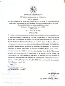 Cartel de Emplazamiento Solicitud Nro 88-2026