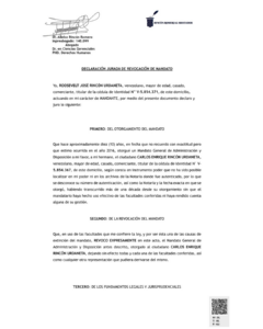 Declaración Jurada de Revocación de Mandato