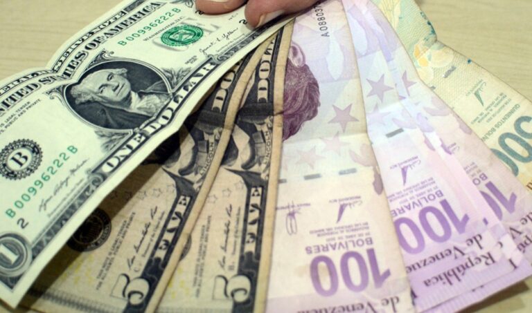 El bolívar cae un 5,8 % frente al dólar en el mercado oficial en agosto