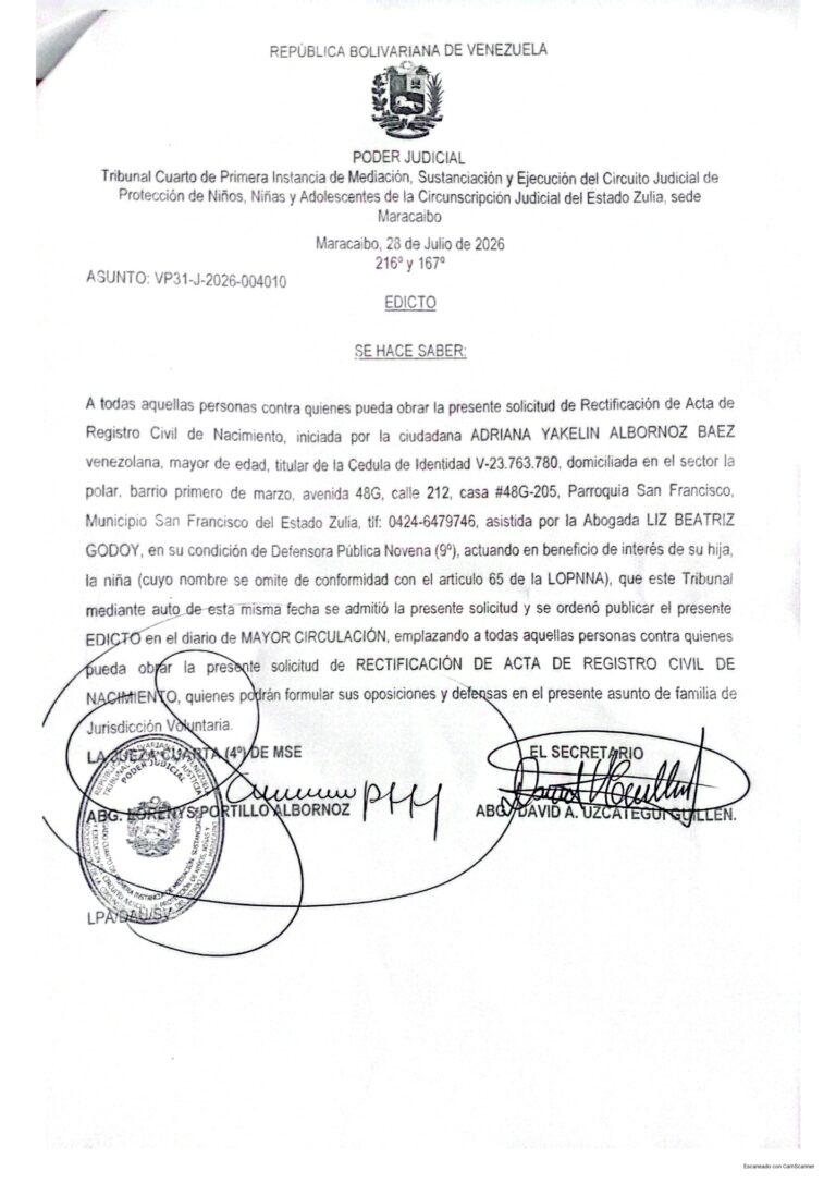 Edicto Asunto VP31-J-2026-004010