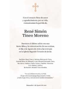 Obituario René Simón Tineo Moreno