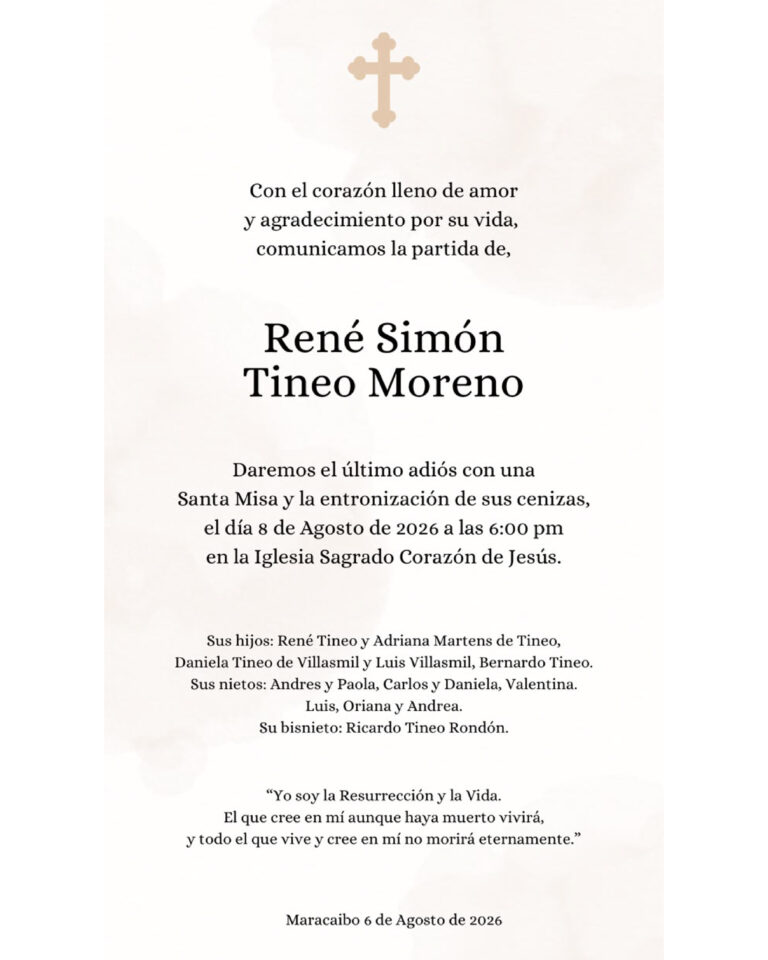Obituario René Simón Tineo Moreno