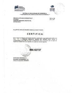 Registro Mercantil Eclipse Inversiones, C.A Expediente Nro 486-52737