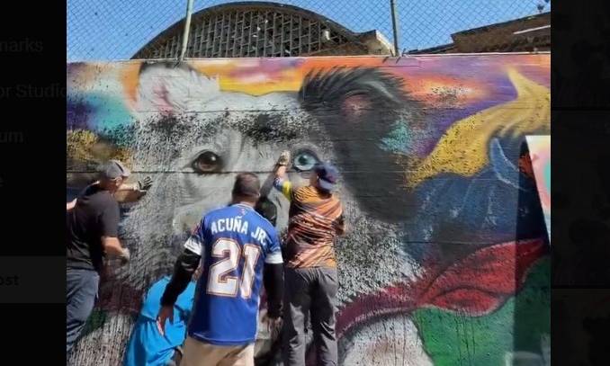 Restauran el mural del perro rescatista Tsunami en Caracas tras actos vandálicos