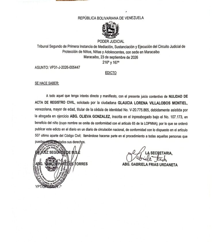 Edicto Asunto VP31-J-2026-005447