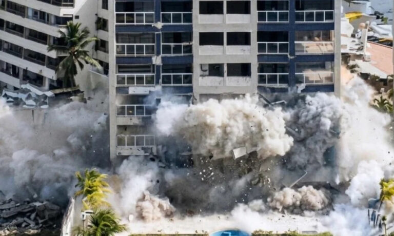 Ejecutan sexta demolición controlada en residencia Arrecife de La Guaira