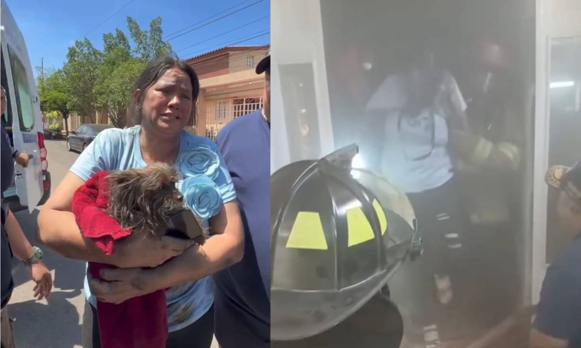 Rescatan a dos mujeres y su perro tras incendio por falla eléctrica