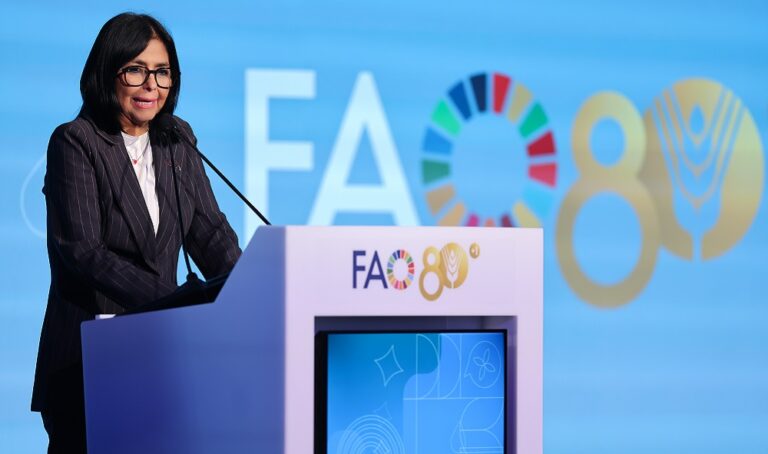 Delcy Rodríguez anuncia el plan Venezuela Alimenta ante la FAO para lograr el “hambre cero”