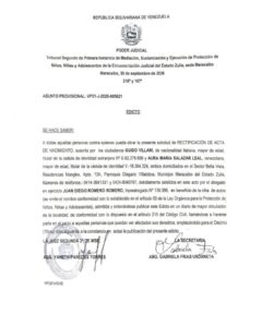 Edicto Asunto Provisional VP31-J-2026-005621