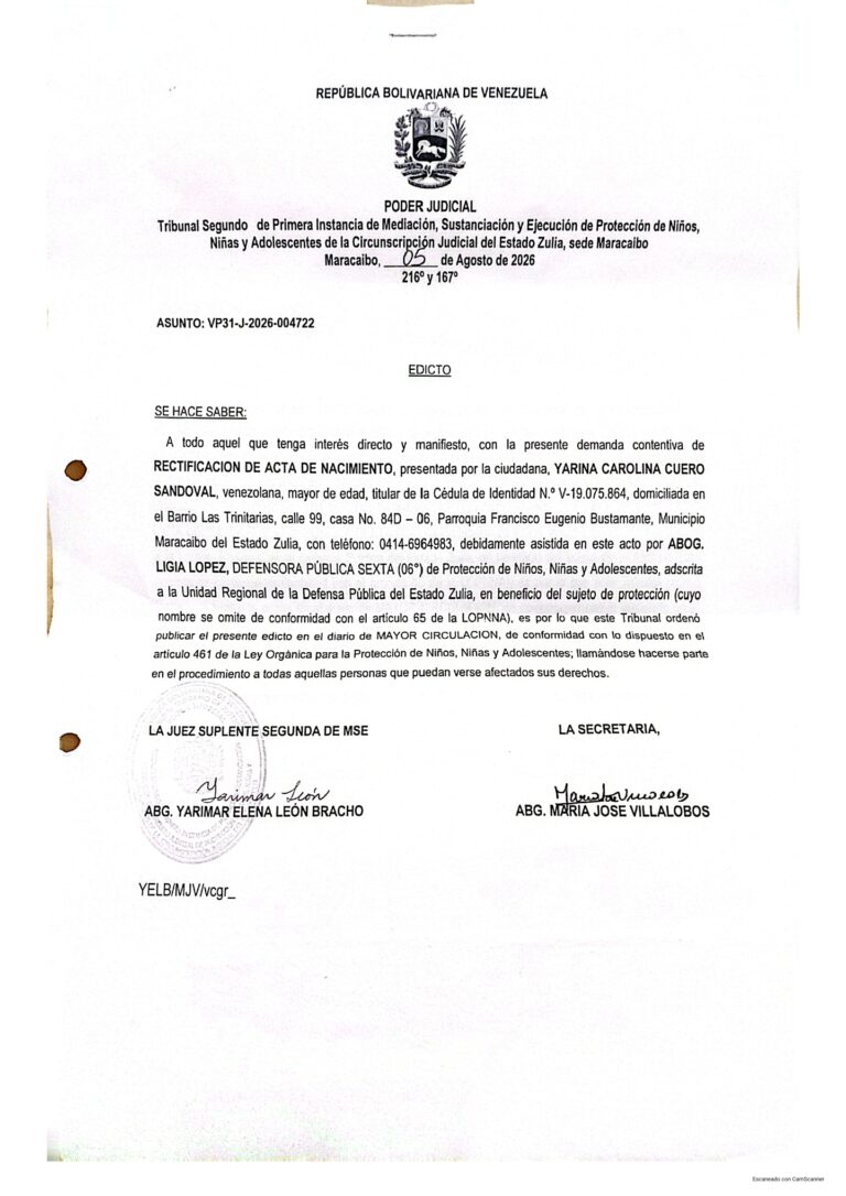 Edicto Asunto VP31-J-2026-004722
