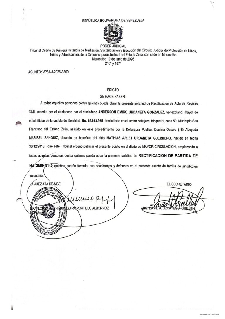 Edicto Asunto VP31-J-2026-3269
