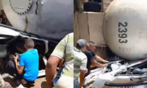 Padres e hija mueren tras caer encima de su camioneta un camión de gas que se volcó en Guárico